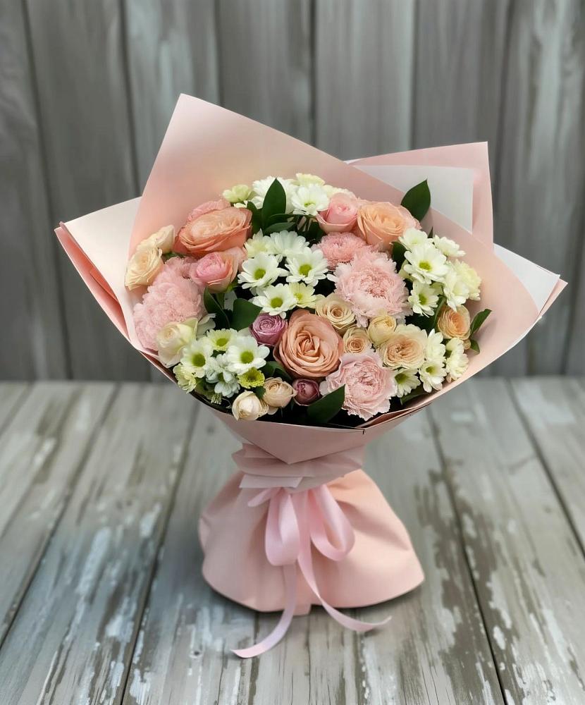 Букет цветов из: Гвоздики, Розы и Хризантемы в Посёлок Раменской Агрохимстанции