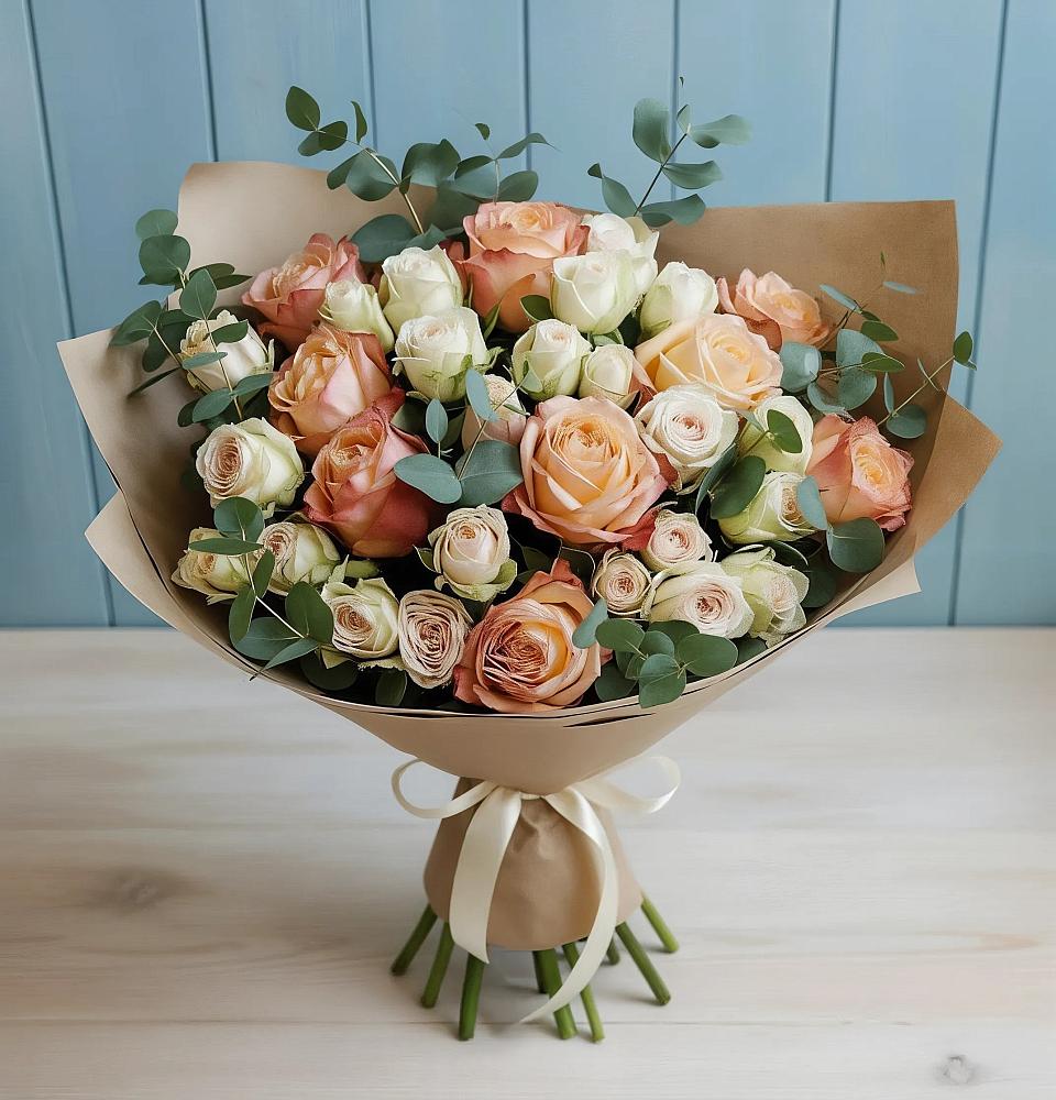 Букет цветов из: Альстромерии и Розы в Посёлок Раменской Агрохимстанции