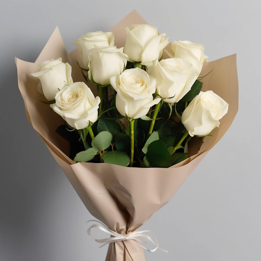 Букет 9 Белых роз Эдлесс Лав в Посёлок Раменской Агрохимстанции