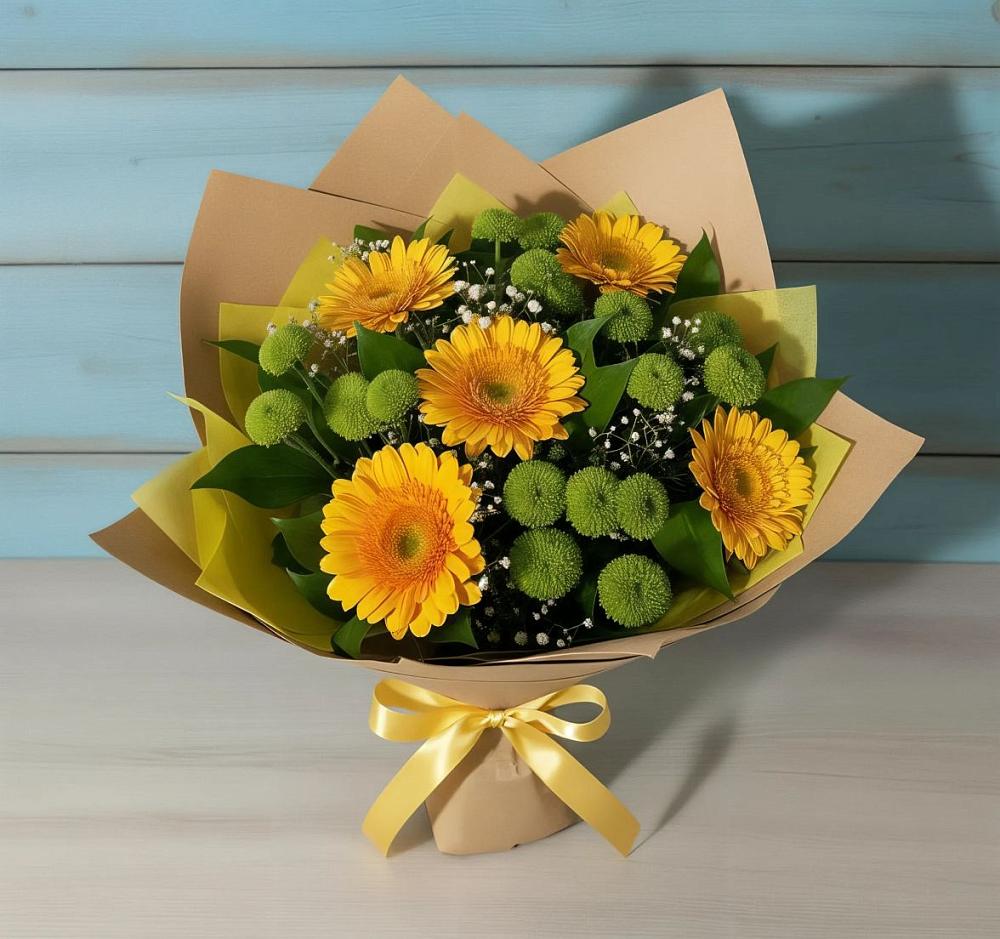 Букет цветов из: Герберы и Хризантемы в Посёлок Раменской Агрохимстанции