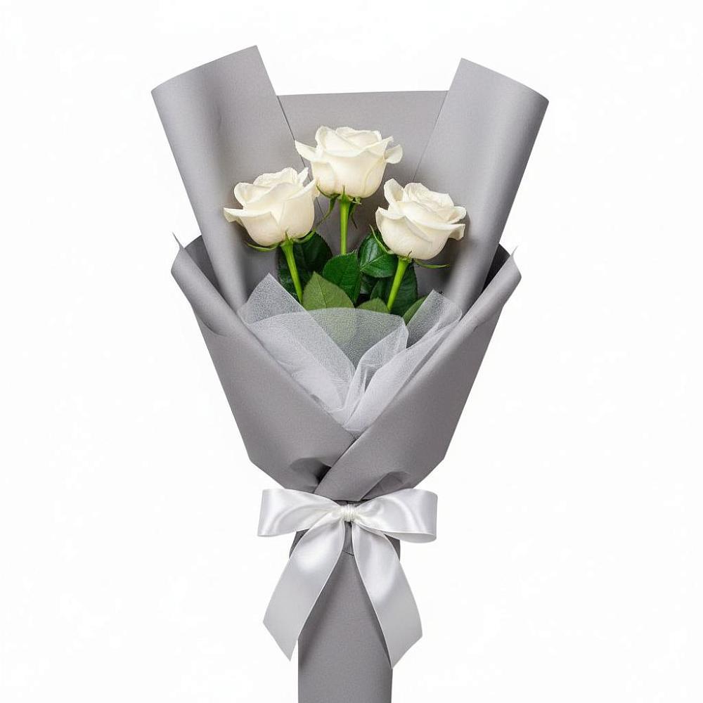 Букет 3 белые розы в Посёлок Раменской Агрохимстанции