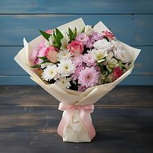 Букет цветов из:  Хризантемы, Альстромерии и Розы в Посёлок Раменской Агрохимстанции