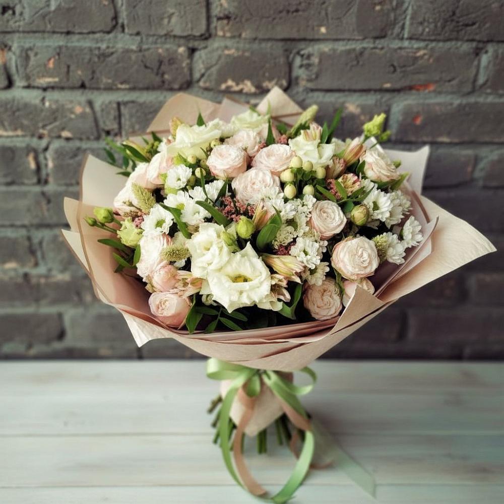 Букет цветов из: Альстромерии, Розы и Хризантемы в Посёлок Раменской Агрохимстанции