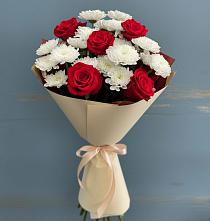 Букет цветов из:  Розы и Хризантемы в Посёлок Раменской Агрохимстанции