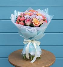 Букет цветов из:  Хризантемы и Розы в Посёлок Раменской Агрохимстанции